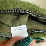 Vintage Nepal Handmade Felt flower & bauble zip Pouch in green lime & yellow nwt Photo 10