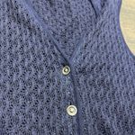 Susan Christopher VTG 90s Vest Cardigan M Navy Blue Metal Buttons Knit Crochet Size M Photo 1