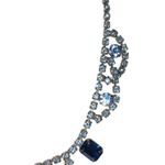 Vintage Royal Blue & Light blue Rhinestone Necklace Silver Tone Photo 3