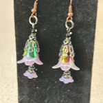 Dangle pierced earrings very cute this a bell and silver tone and lavender​​ Photo 1