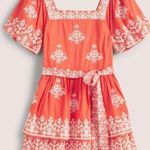 NWT Boden Square Neck Red & White Embroidered Puff Sleeve Rara Dress 8 Photo 5