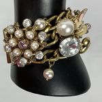 Betsey Johnson Betsy Johnson Vintage Hearts Bows Bracelet Charm Statement Gold Pearls Bunny Photo 4