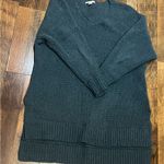 American Eagle Chenille Knit Sweater Size Medium M Green High Low V-neck Photo 5
