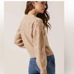 ASTR NWT THE LABEL POINTELLE KNIT SWEATER IN CAMEL Large Wool Blend Photo 2