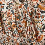 Old Navy  Women's M Floral Paisley Orange Fall Fit Flare 3/4 Sleeve Midi Dress Photo 3