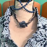 La mer luxe Fonda Stylish Blue, and White long Blouse Blue Size M Photo 2