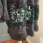 Knox Rose Boho Witchy Burnout Velvet Animal Print Fringe Black Women's Kimono Cardigan Photo 3