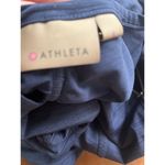 Athleta Front Zip Ruched Cap Sleeve Blue Short Sleeve Shirt Women's Size Small Photo 4