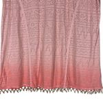 Free People  Shibori Burnout Ombre Shirt Womens L Orange Beaded Tribal Hippie Photo 3