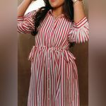 Entro NWT  Boutique Red Striped Button Down Midi Dress M Photo 1