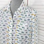 Zac & Rachel Sunglasses Button Up Shirt Blouse White Multi Small Long Sleeve Photo 4
