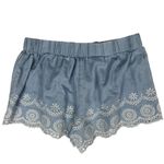 Alya Womens Shorts Size S Chambray Embroidered Scalloped Hem Pull On Photo 1