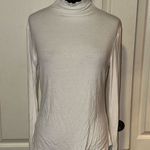 WHITE RIBBED LETTUCE TRIM MOCK NECK LONG SLEEVE Size M Photo 0
