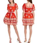 NWT Boden Square Neck Red & White Embroidered Puff Sleeve Rara Dress 8 Photo 1