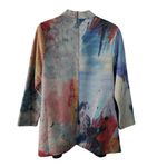 Radzoli Watercolor Open Front Draped Cardigan Multicolor Artistic Print Size XL Blue Photo 5