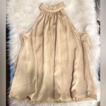 Halogen Pleated Mock Neck Satin Top In Champagne Fizz Photo 2