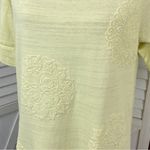 Loft  Embroidered Mandala Slub Knit Short‎ Sleeve Pullover Shirt Yellow Medium Photo 4