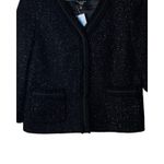 Talbots  Grace Fit Sweater Size 10P Black Silver Wool Lined Ruffled Trim NWT Photo 3