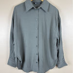 ZARA  XS Women’s Oversized Green Button-Down Shirt Long Sleeve Photo 0