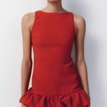 ZARA  bodysuit dress Red Ruffle skirt bodycon formal evening date coctail  Photo 12