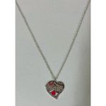 Hello Kitty Silver Red Heart-Shaped Couples Diamond Charm Necklace Jewelry ♥️ Photo 3