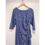 Alex Evenings Sheath Maxi Dress Size 14 Blue Lace Sequined Cocktail Party NEW Photo 4