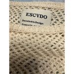ESCVDO Carisa Crochet Fringe Hem Top Cream Multi Trim Knit Fest Boho – Size S Photo 7