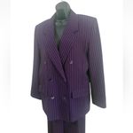 Pendleton Vintage  Women’s Suit Blazer Sz 10 & Pants Sz 14 Purple Striped Wool Photo 12