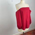 Theory  Laureema Off The Shoulder Light Poplin Top in Crimson Red Photo 2