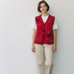 Women’s Festive Red Button Photo 1