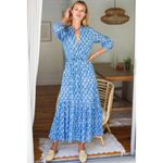 NWT Emerson Fry India Collection Frances in Danube Little Marigolds Dress S Blue Photo 6