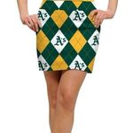 Loudmouth Oakland A’s Argyle NWTs Mini Skirt Skort size 10 MLB Golf Green Yellow Photo 0