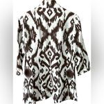 Chico's Women’s Ikat Pattern Brown & White Lightweight Linen Blazer Jacket Sz 0 Photo 2