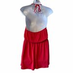 EXPRESS halter low back v neck red romper Photo 2