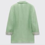 ZARA  LINEN BLAZER W/ PRINTED SLEEVES GREEN SIZE XS NEW Photo 2