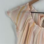 LC Lauren Conrad Lauren Conrad Multicolored Pastel Striped Pleat Neck Scoop Neck Cap Sleeve Top Photo 1