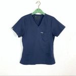 FIGS  Catarina One Pocket Scrub Top Blue Stretch Workwear Essentials Small Photo 4