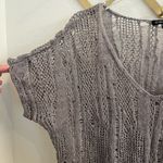 Eileen Fisher Linen Open Knit Dolman Short Sleeve Sweater Top Grey Large Photo 4