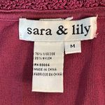 SARA & LILY Magenta Crochet Lace Scoop Neckline Pink Ribbed Top Medium Photo 1