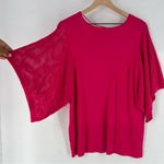 Apt. 9  Perforated Mesh Wide Short Sleeve Dolman‎ Knit Sweater Pink XXL Photo 9
