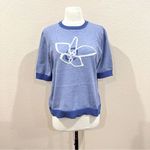 Daily Thread Blue Floral Short Sleeve Sweater NWT Size Large Photo 1