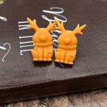 Handmade Orange Reindeer Stud Earrings • Holiday Gift Stocking Stuffer Photo 2