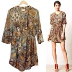 Anthropologie Holding Horses Boho Paisley Fall Shirtdress Brown Blue Tan Size 8 Photo 13