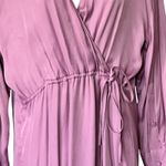 ZARA NWT  XS Satin Effect Wrap Dress Pale Pink Midi Long Sleeve Photo 6