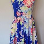 Yumi Kim Womens XS Floral Spaghetti Strap Fit & Flare Mini Dress Blue Pink Photo 0