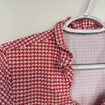 J. McLaughlin  Durham Top Small Catalina Ruffle 3/4 Sleeve Pink Checkered Stretch Photo 2