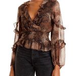 Bardot Snakeprint Smocked Top Size 6 Photo 1