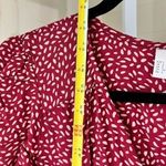 Womens Short Sleeve Maxi Dress Burgundy White Ditsy Floral Button Front Smocked Red Photo 4