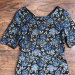 Brooks Brothers  • floral brocade sheath dress blue gold metallic black fitted Photo 2