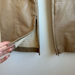 ZARA  Faux Leather Flare Leg Pants Size 28 Medium Tan Nude Stretch High Rise Photo 3